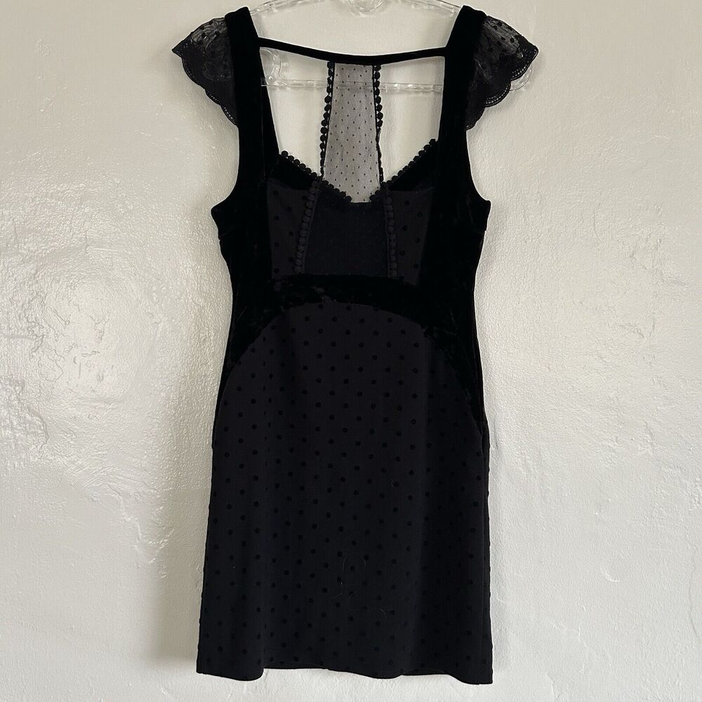 Free People black Polka Dot Velvet Bodycon Sexy Goth Date Night Dress Small - Picture 5 of 8